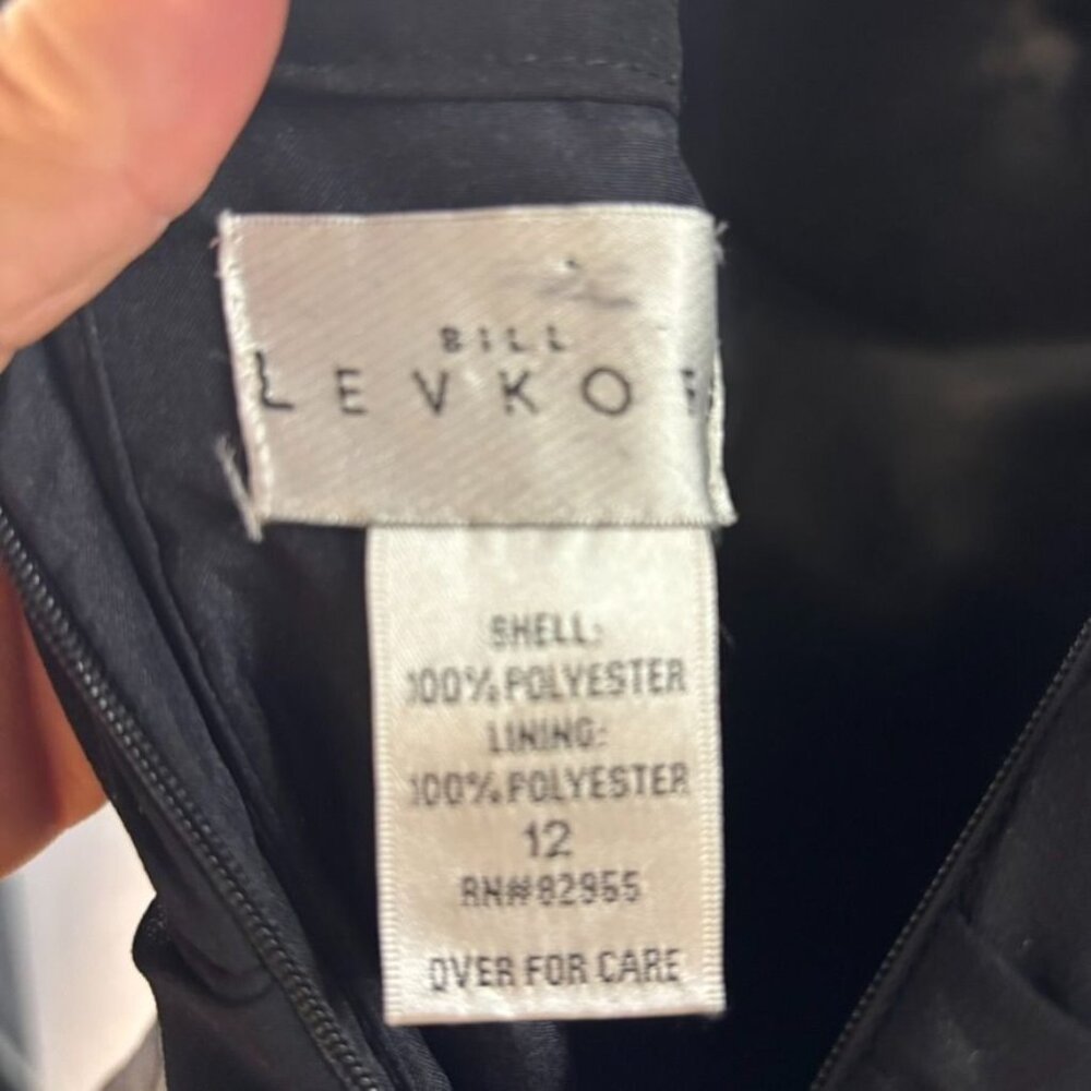 Bill Levkoff Black One-Shoulder Pleated Chiffon Cocktail Dress Size 12 - Picture 4 of 9